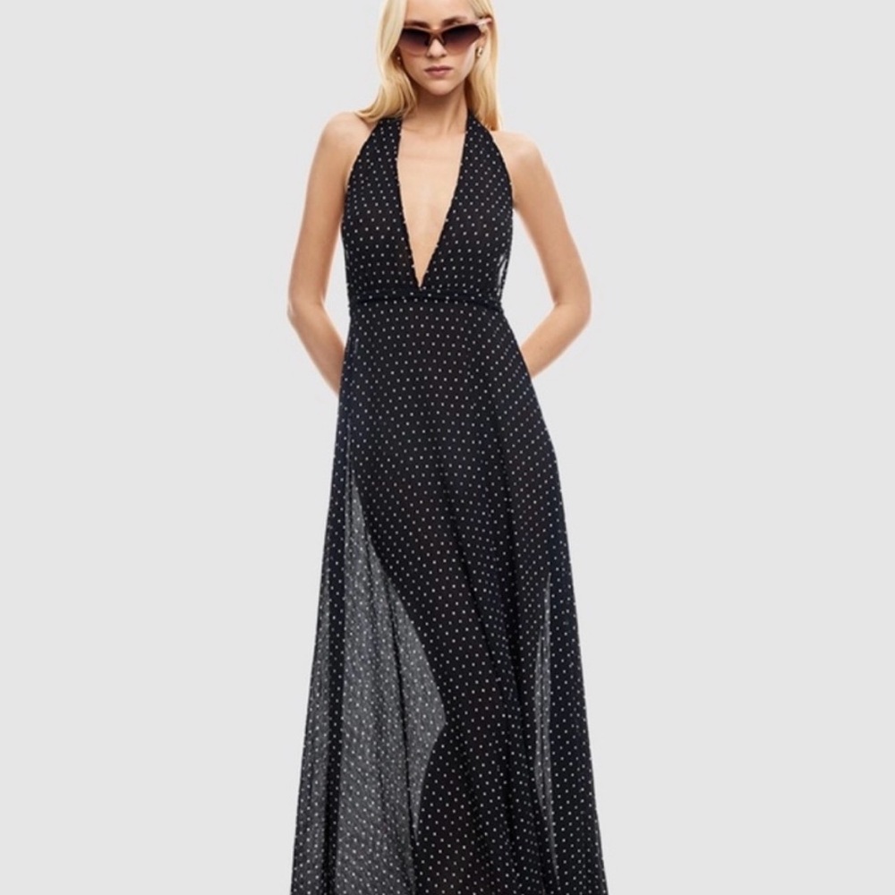 District Maxi Polka Dot Halter Dress